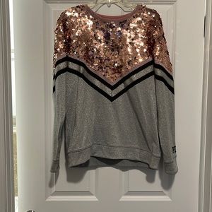 Victoria’s Secret PINK Rose Gold/ Color Block Sweatshirt Sequins Bling